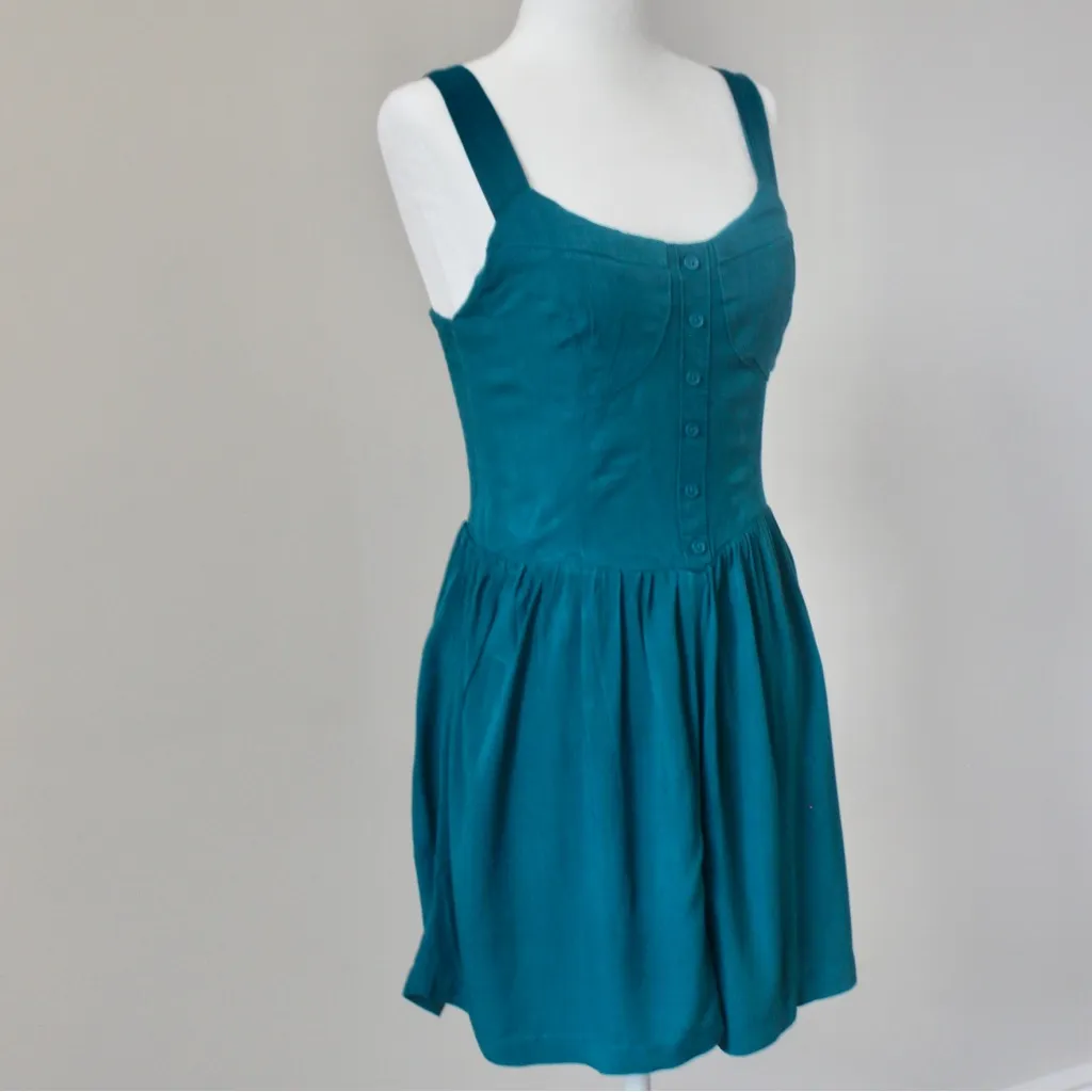 Wild Fable Teal Sleeveless Flowy Short Button Summer Casual Romper Medium - Image 3
