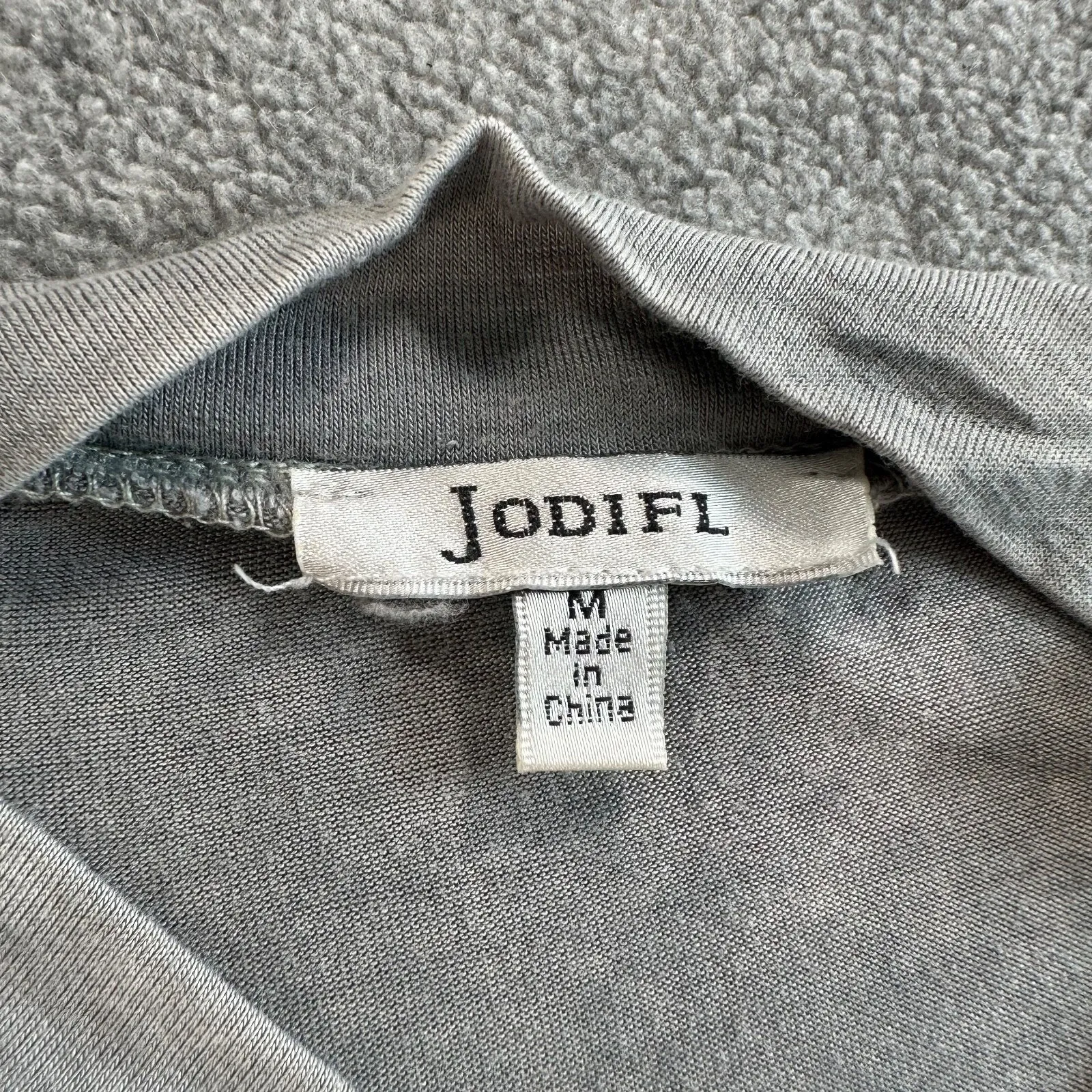 Jodifl Cutout Choker Tee Shirt Women Medium Gray High Low Dolman Sleeve Distress - Image 4