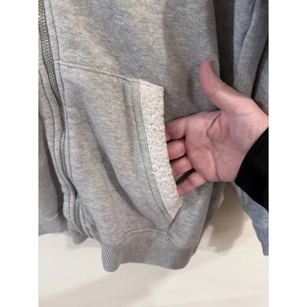 Aerie Long Sleeve Full Zip Sherpa Hoodie Sweatshirt Gray Women's Size Small - Image 3