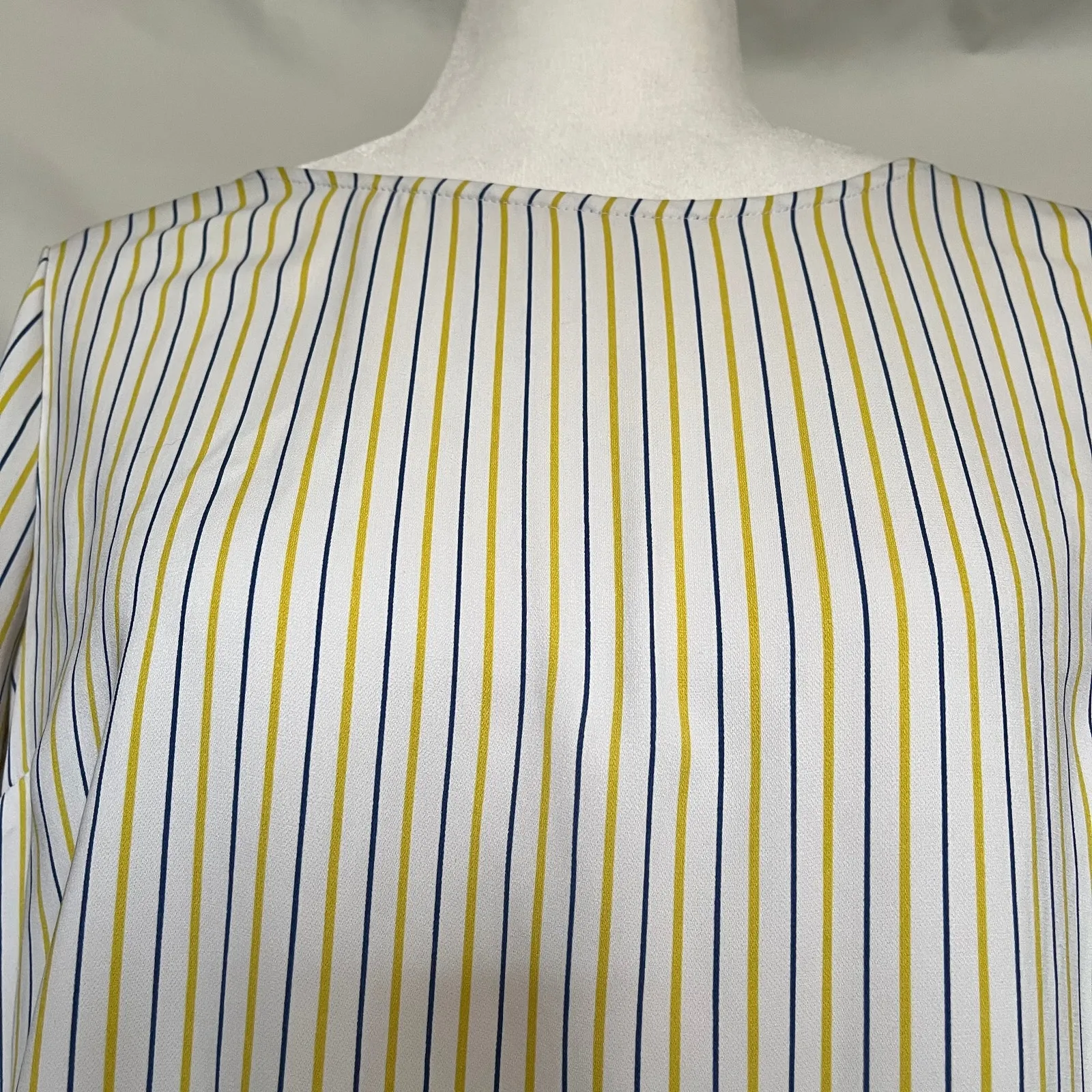 Carolina Belle Bell Sleeve Womens Top Sz Large Stripe Ruffle Preppy Coastal - Image 2