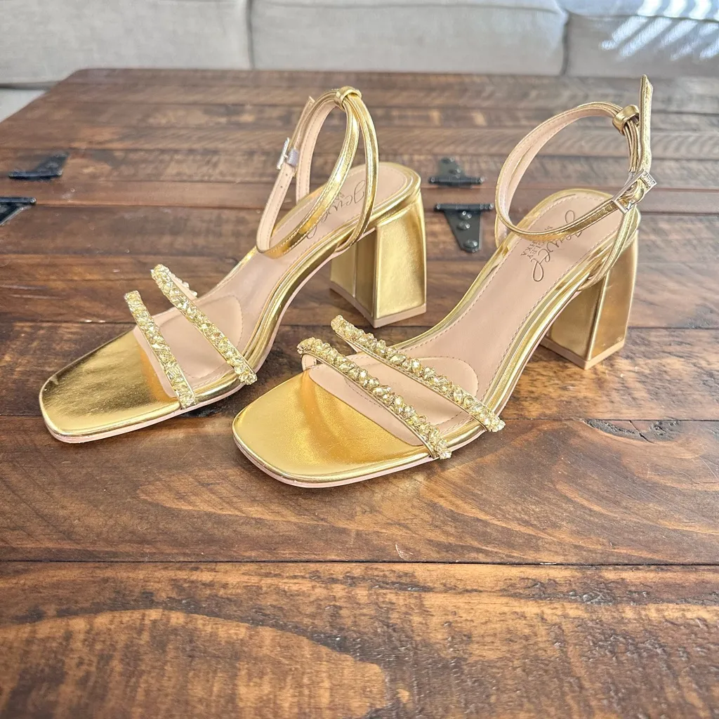 NWT Elegant Jewel Badgley Mischka Women's Sandals Gold Size 5.5 - Image 3