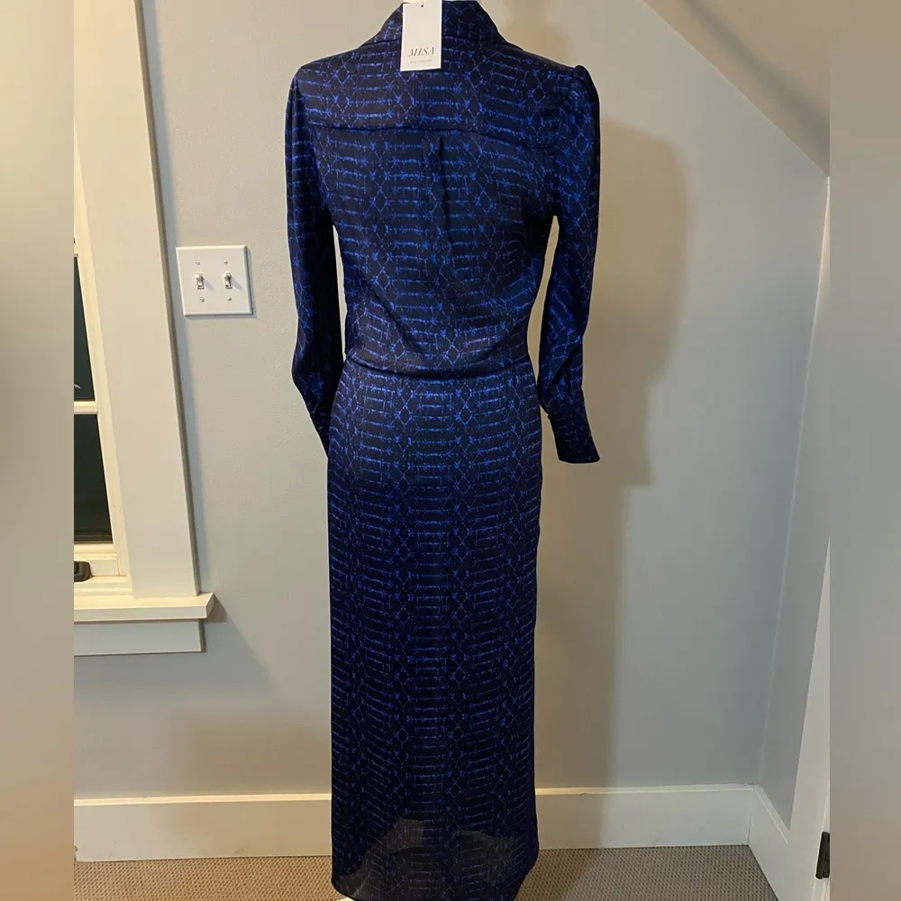 Misa Los Angeles Valentina chiffon midnight Shibori print sheer dress size XS - Image 7