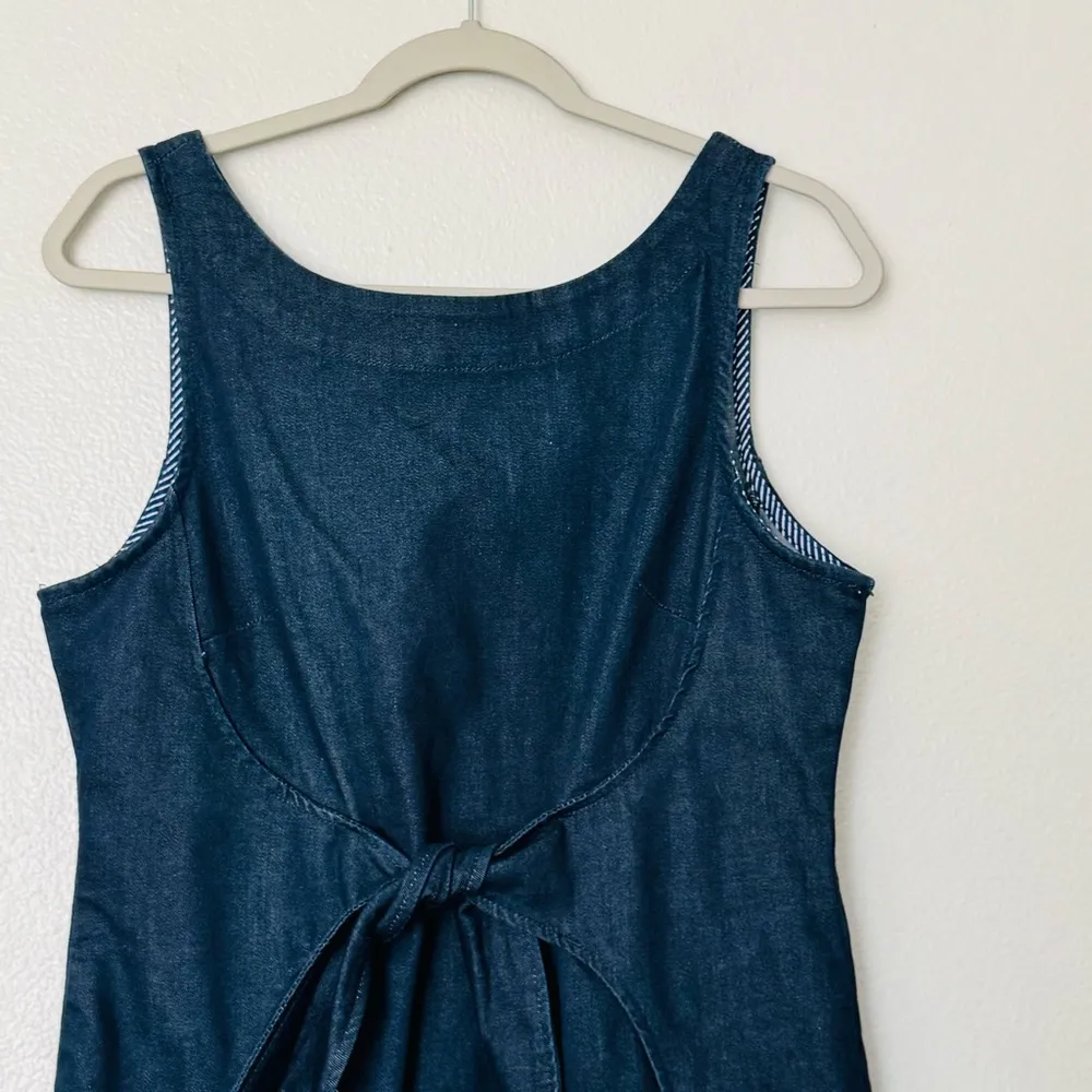 Holding Horses Anthropologie Denim  
Bow Waist Sleeveless Blue Dress Size 12 - Image 4