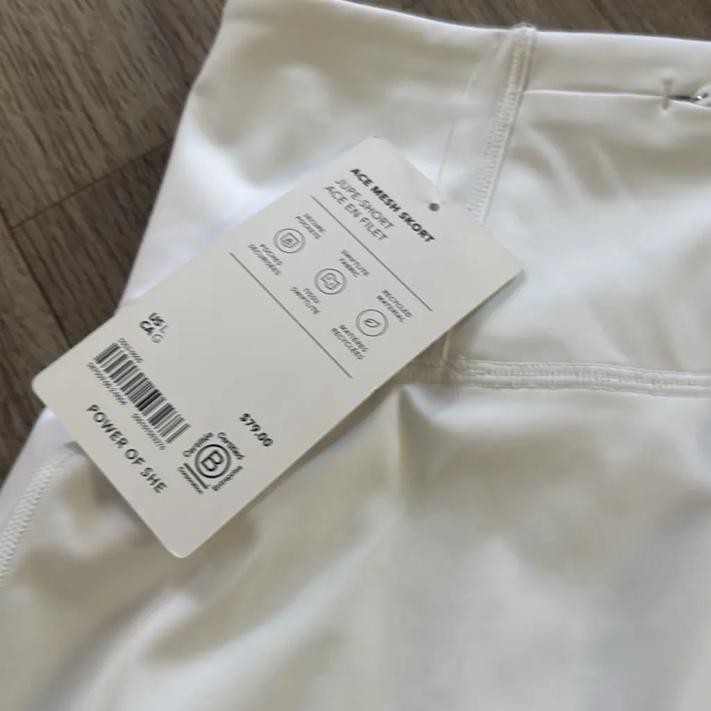 Athleta White Skater Skirt Ace Mesh Skort Large Womens Mini Casual - Image 6