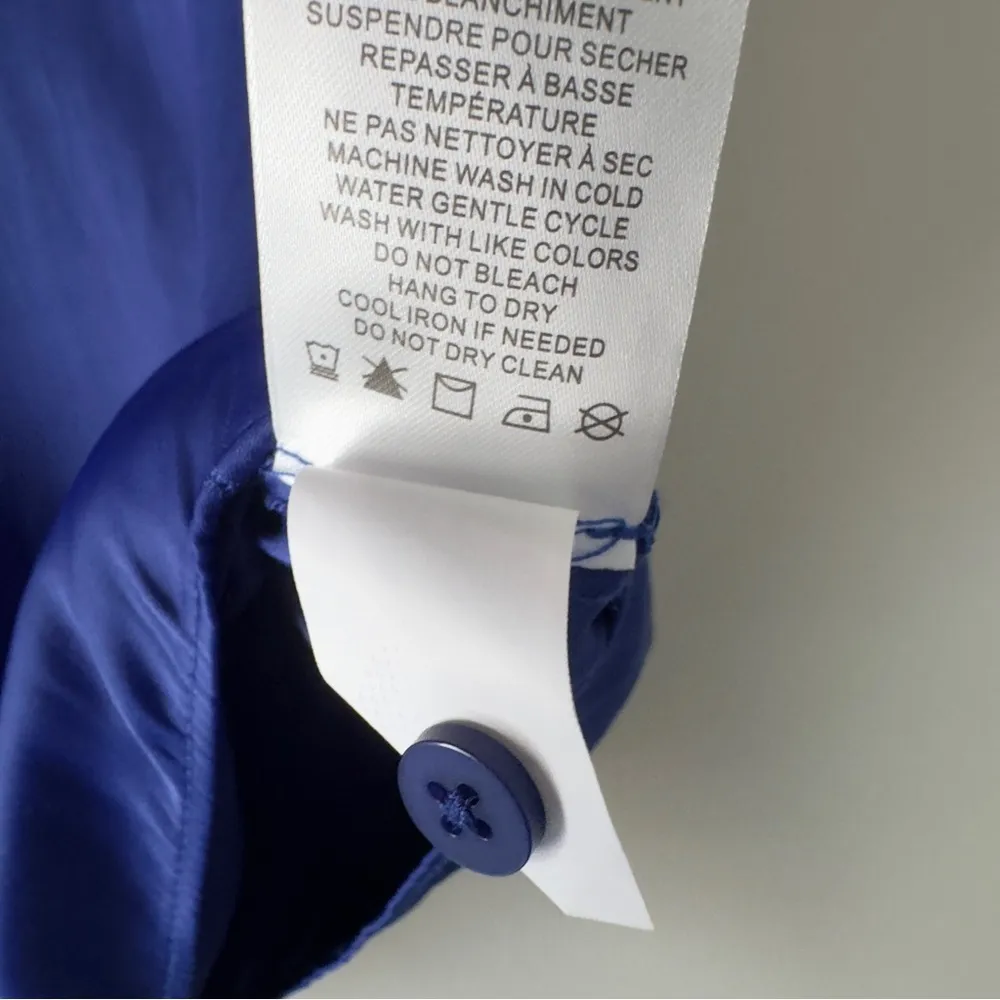 Joie Blue Flutter Sleeve Blouse Tie Front Button down Ruffle V-Neck Solid blue S - Image 11