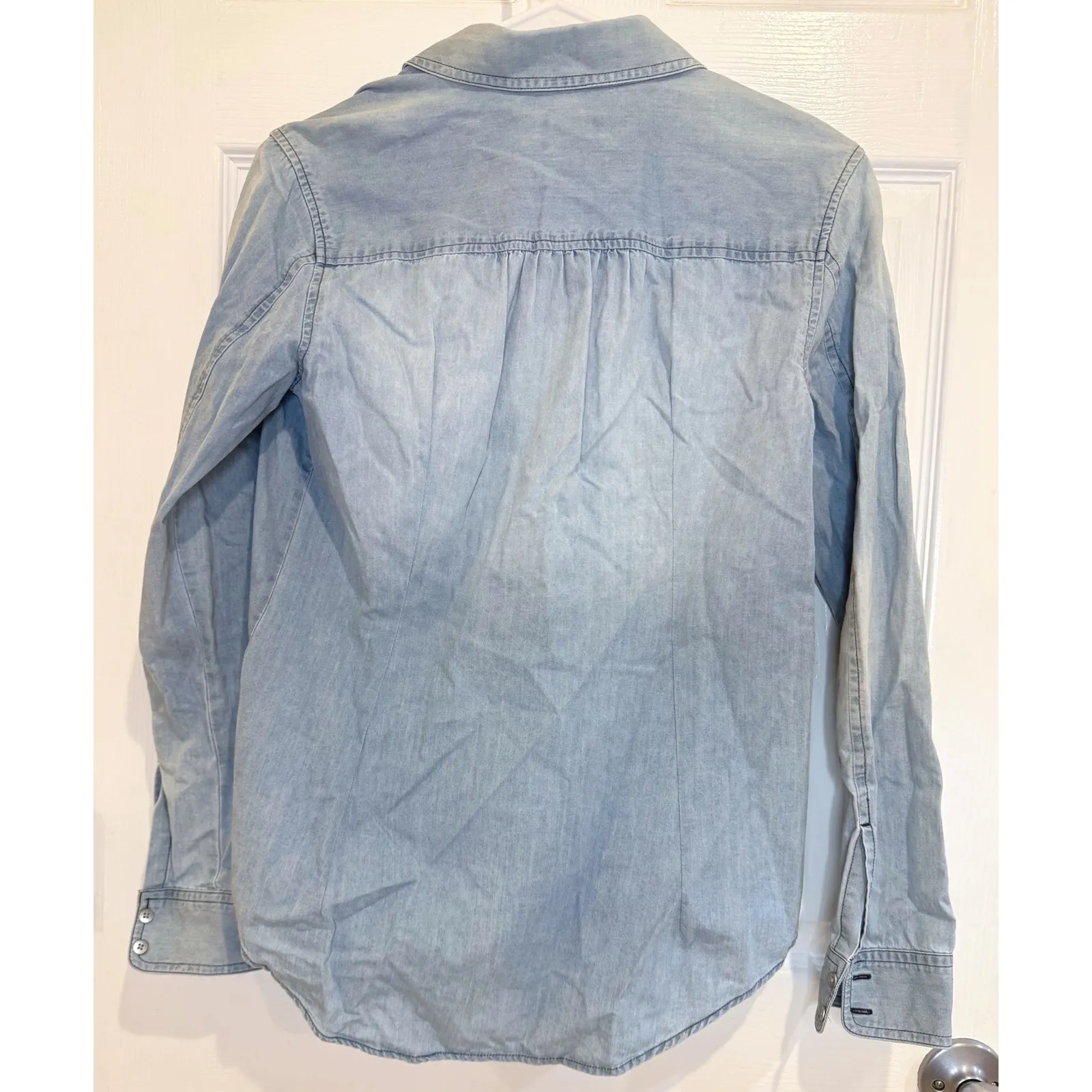 Caslon  Denim‎ Western Shirt Chambray Button Down Long Sleeve Top XS - Image 7