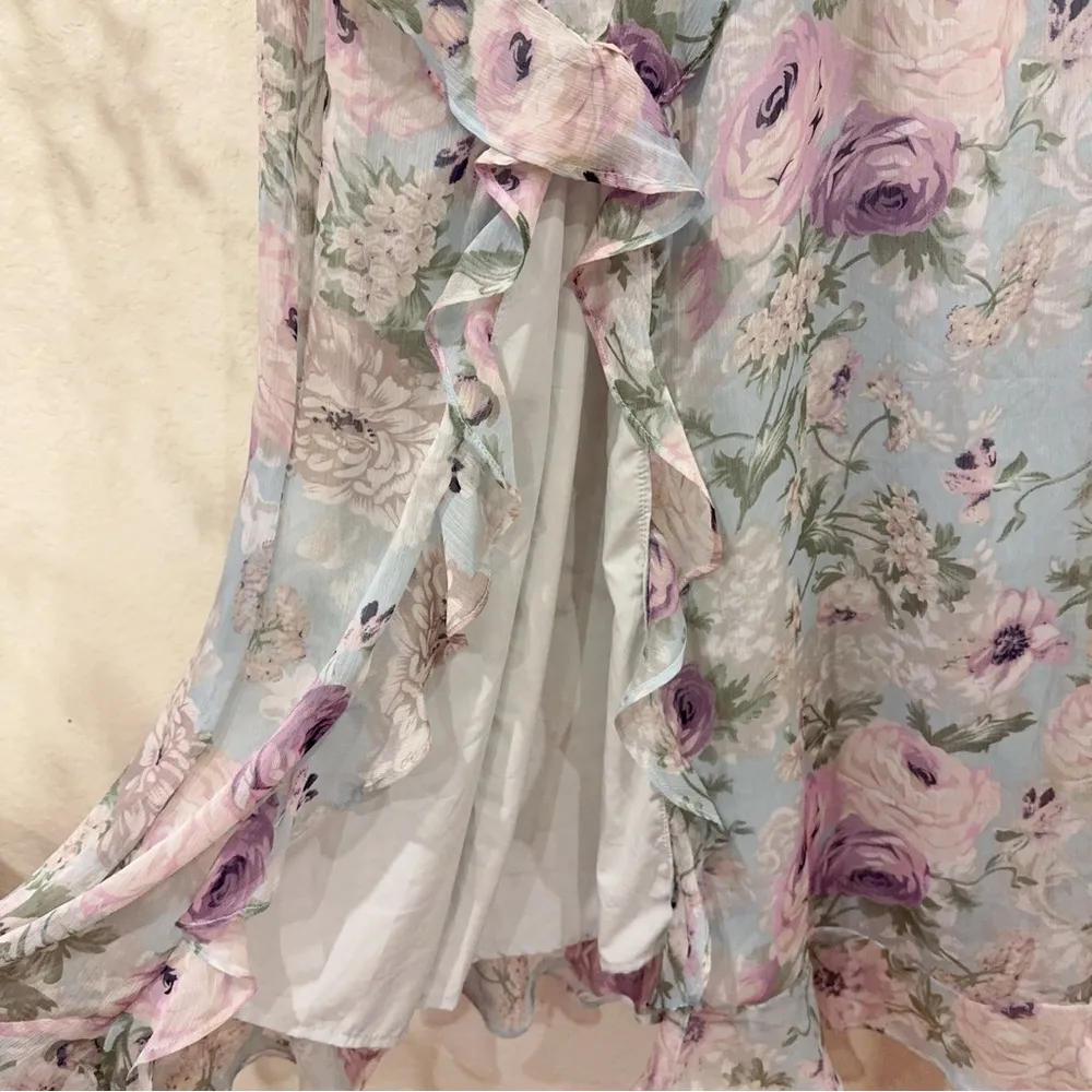 ASTR Tempest Floral Midi Dress in Purple & White Size Small NWT - Image 4