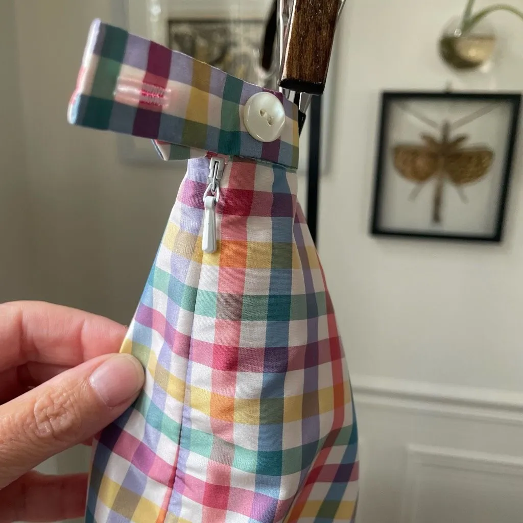 Talbots 100% Silk Ankle Crop Colorful Plaid Pants 14 - Image 4