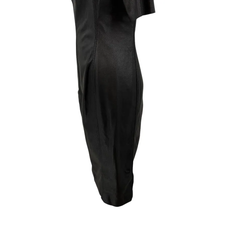 Byron Lars Black Faux Leather Faux Suede Sheath‎ Wiggle Dress Size 4 - Image 7