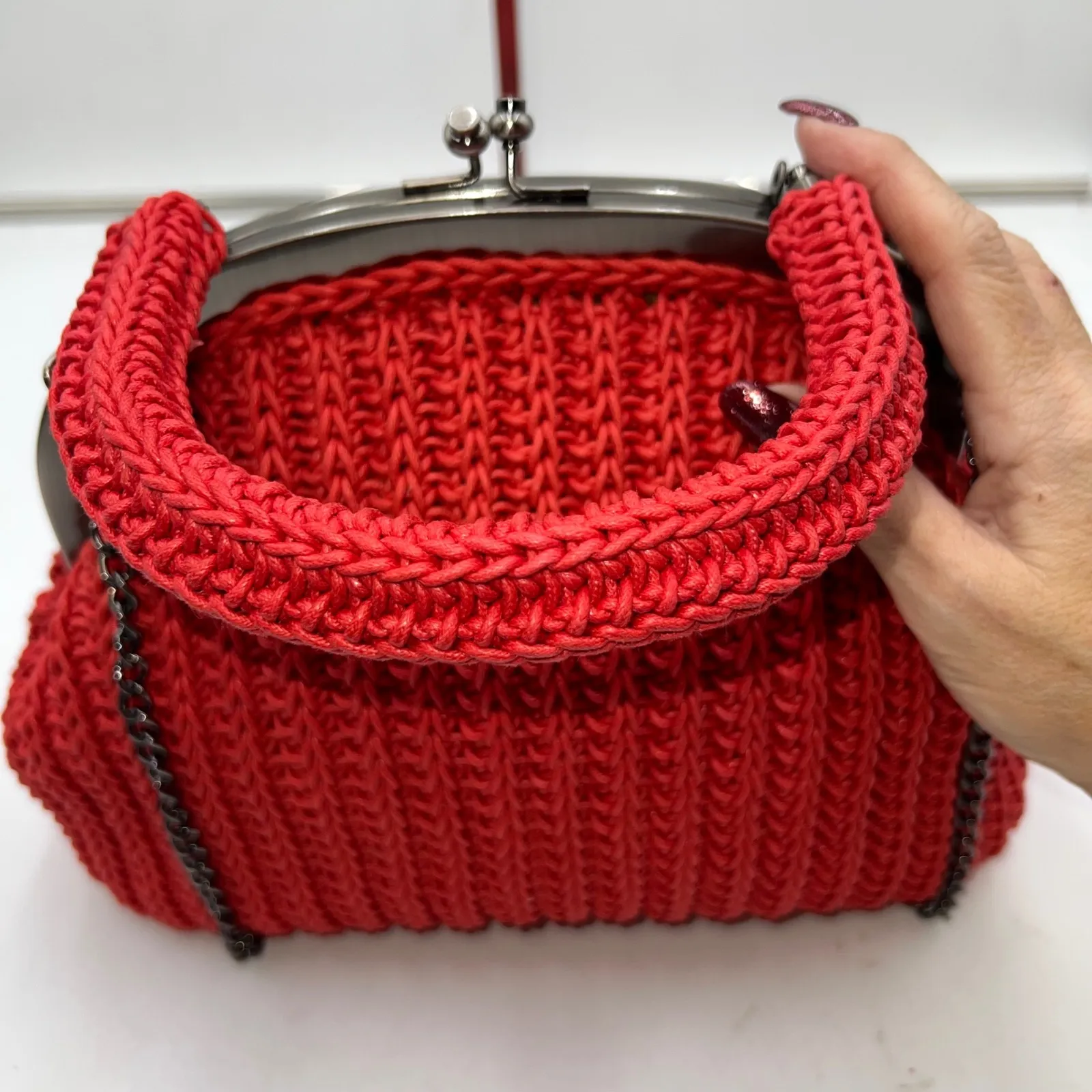 Patricia Nash Willow Crochet Kisslock Top Handle Chain Bag - Image 3