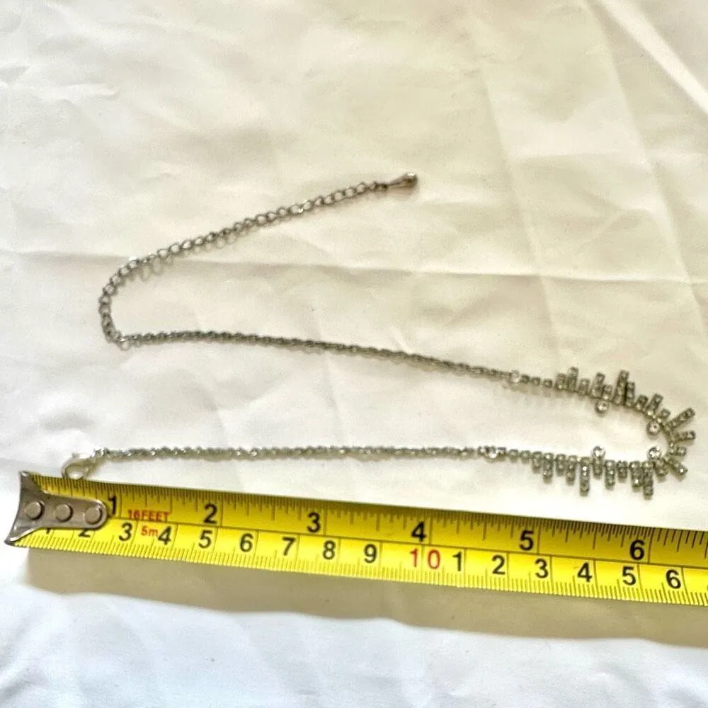 Silver tone rhinestone dainty choker necklace - Image 6