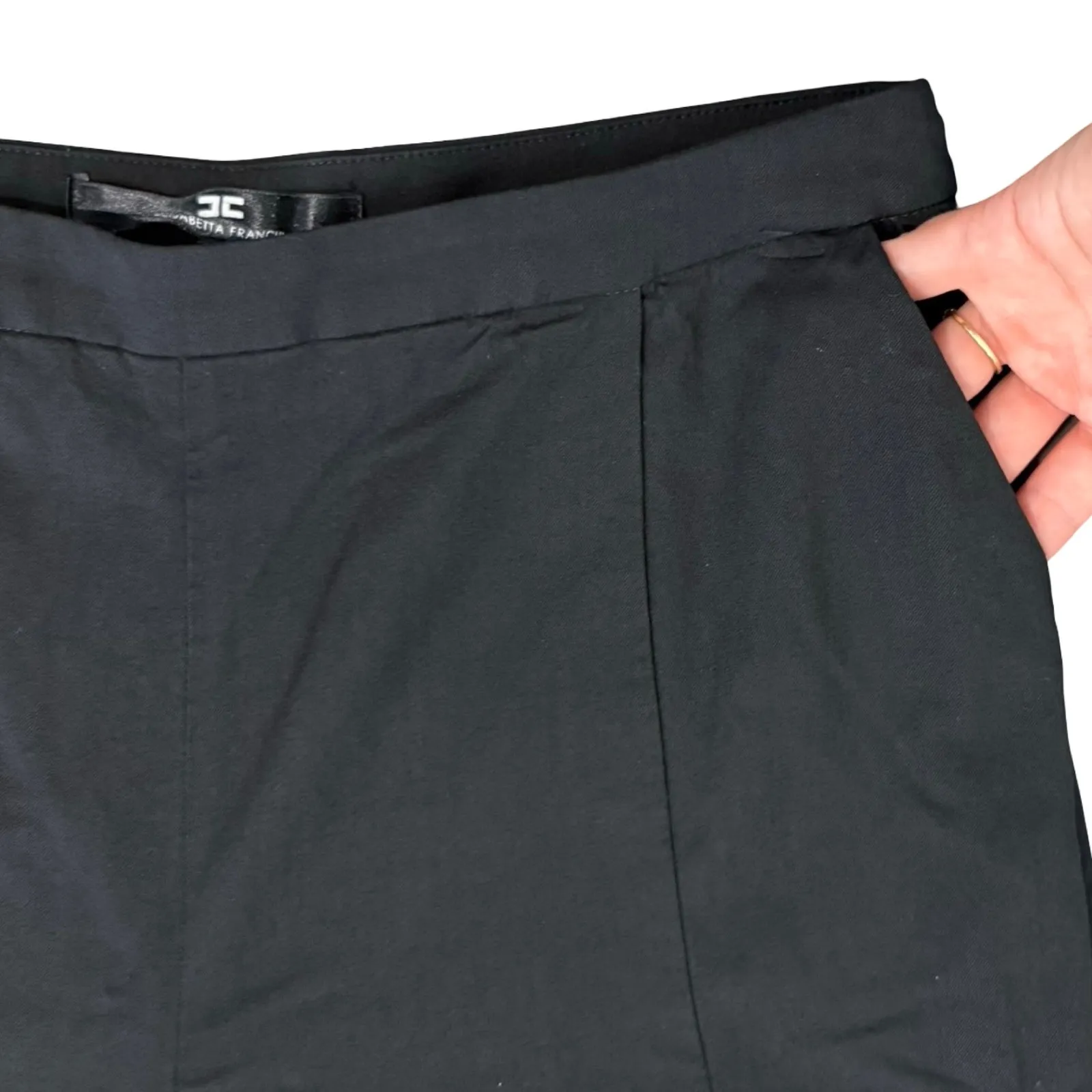 Elisabetta Franchi Black Pleated Wide Leg Pants Wool Blend Trousers sz 40 / 10 - Image 10