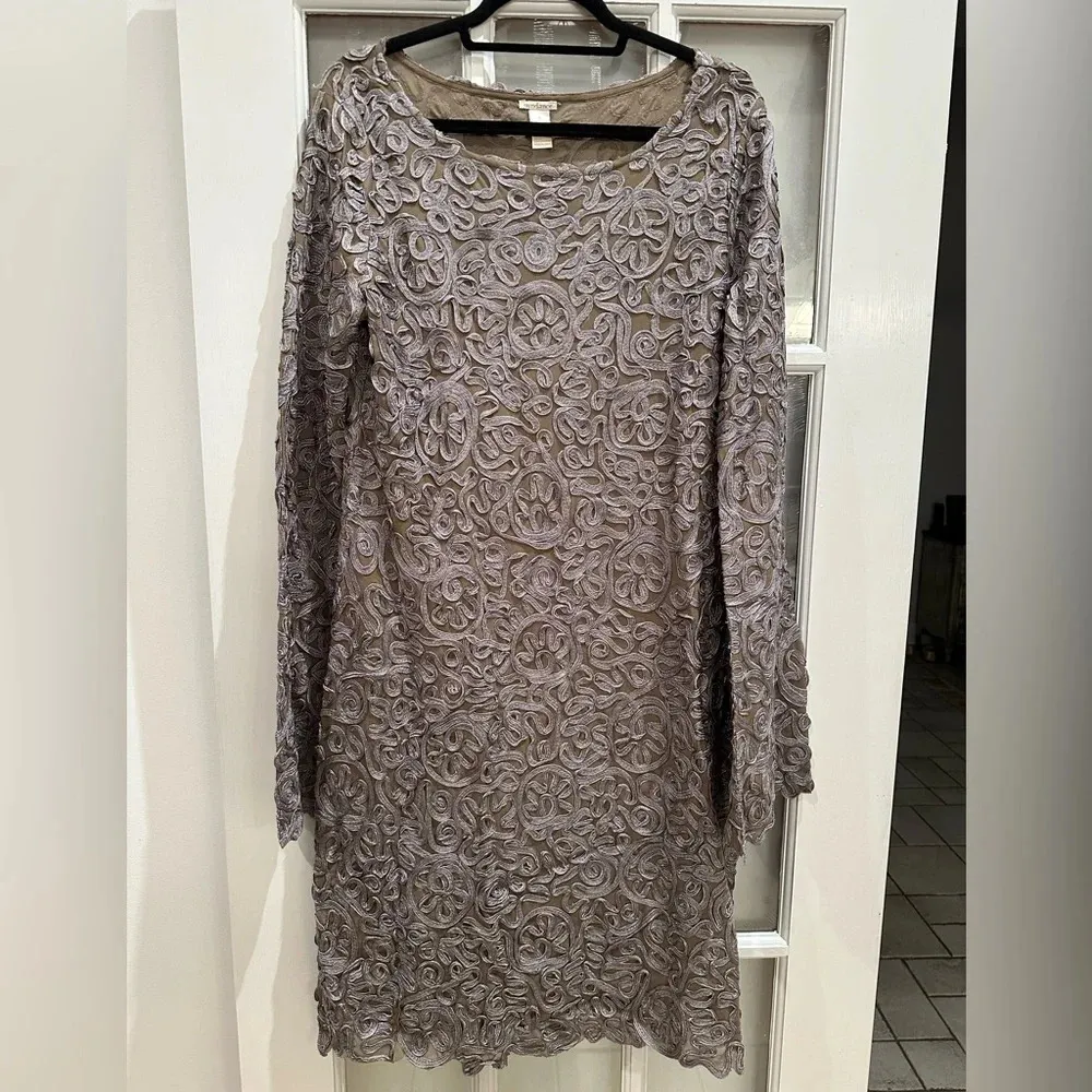 Sundance Tan & Grey Elmeera Soutache Appliqué Dress Size Large L - Image 13