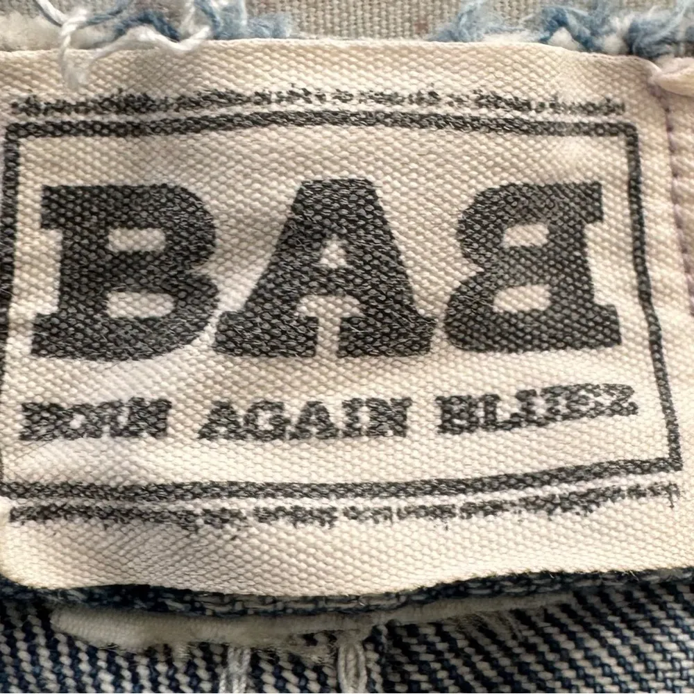 Born Again Bluez blue distressed high waisted jeans, size S patched ankle boho - Image 3