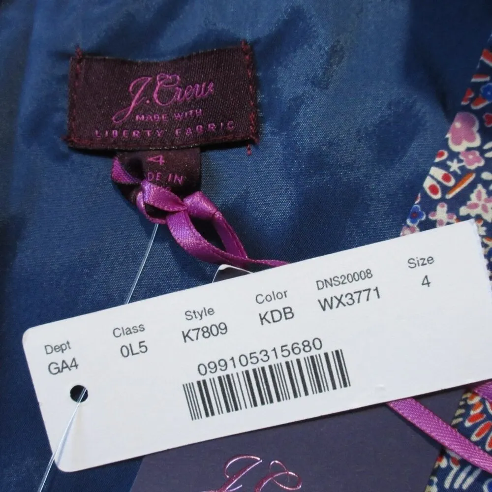 NWT J.Crew Liberty Kayoko in Deep Blue Floral Sleeveless Faux Wrap Dress 8 - Image 5