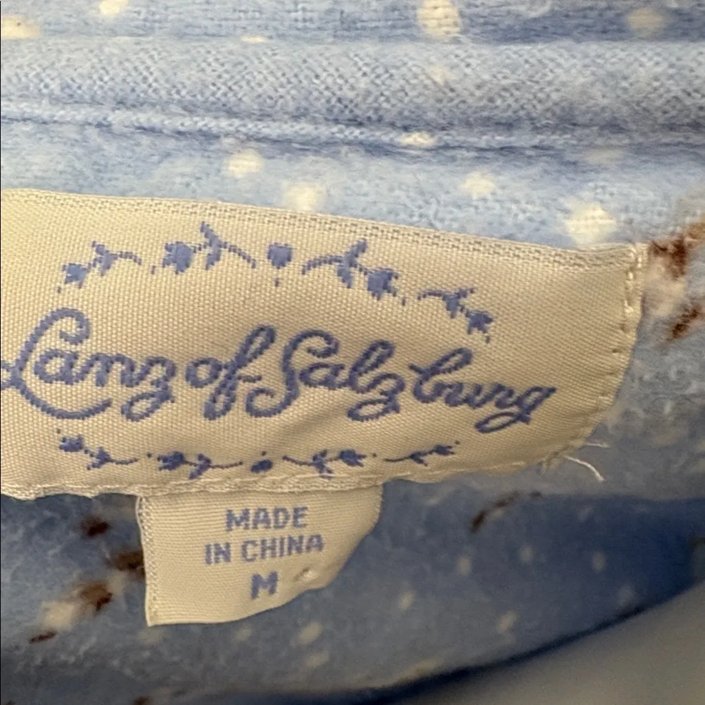 Lanz white doves flannel pajamas top size medium Blue - Image 5