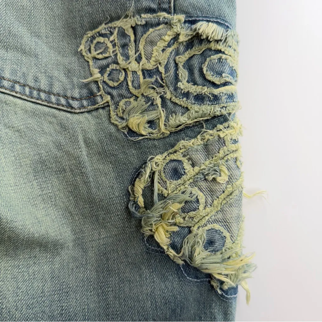 BDG Low Rise Flare Jeans 25 Butterfly Appliqué Y2K Boho Urban Outfitters Cotton - Image 9