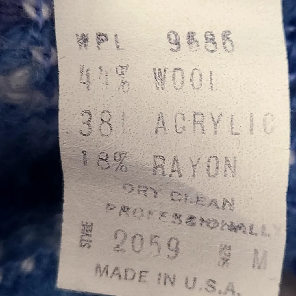 Vtg Pendleton Country Sophisticates Blue Plaid Wool Blend Sweater Cardigan Sz M - Image 5