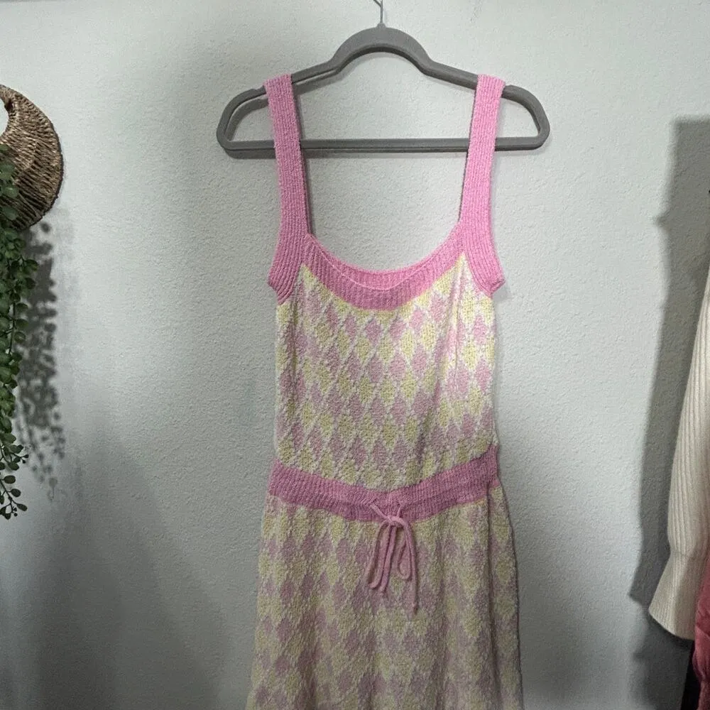 NEW Free People Dream Diamonds Boucle Soft Romper Pink Combo Lg Barbiecore Twee - Image 8