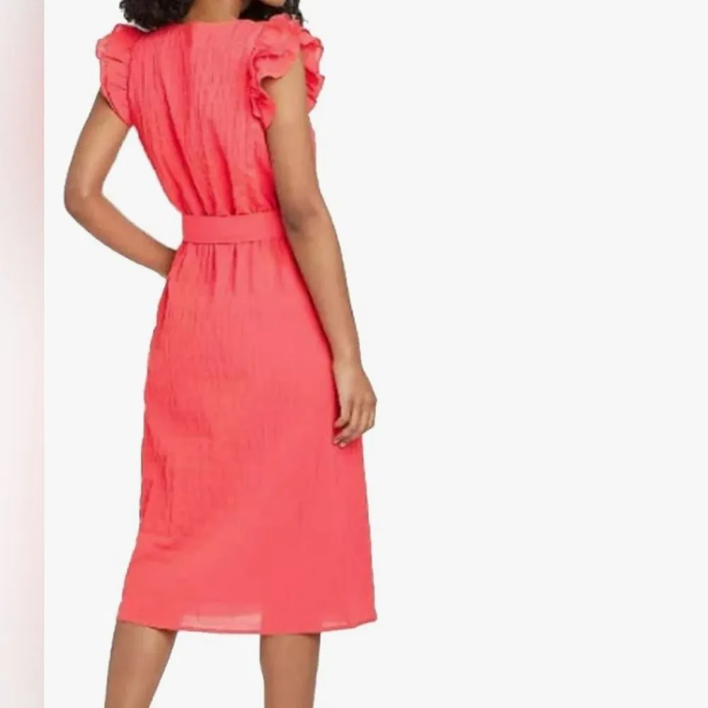 A New Day Women's Pink Coral Ruffle Short Sleeve MIDI Dress Size Medium - Image 2