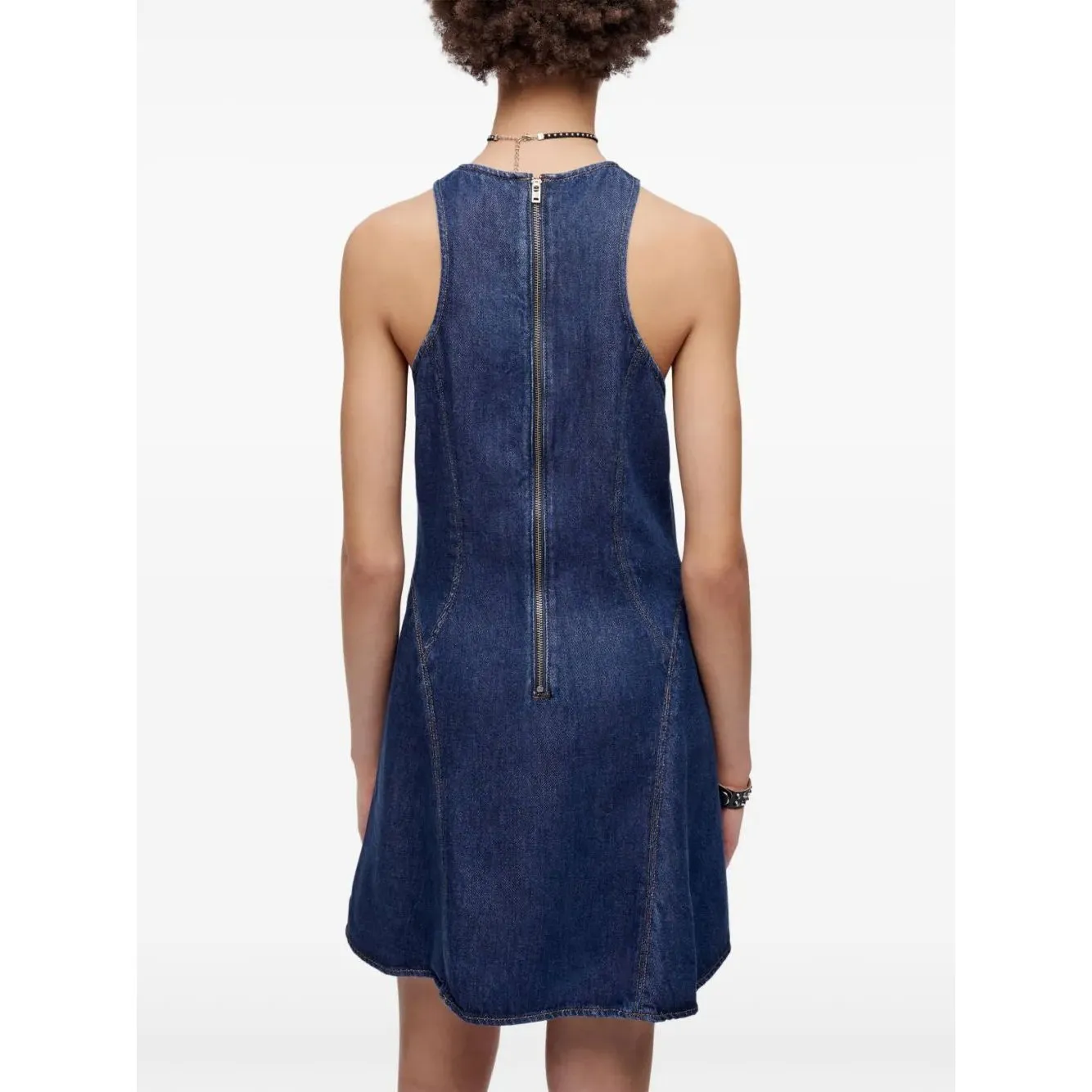 RE/DONE Zip Back lyocell Dress Mini Womens Split Front Large Denim Western - Image 6