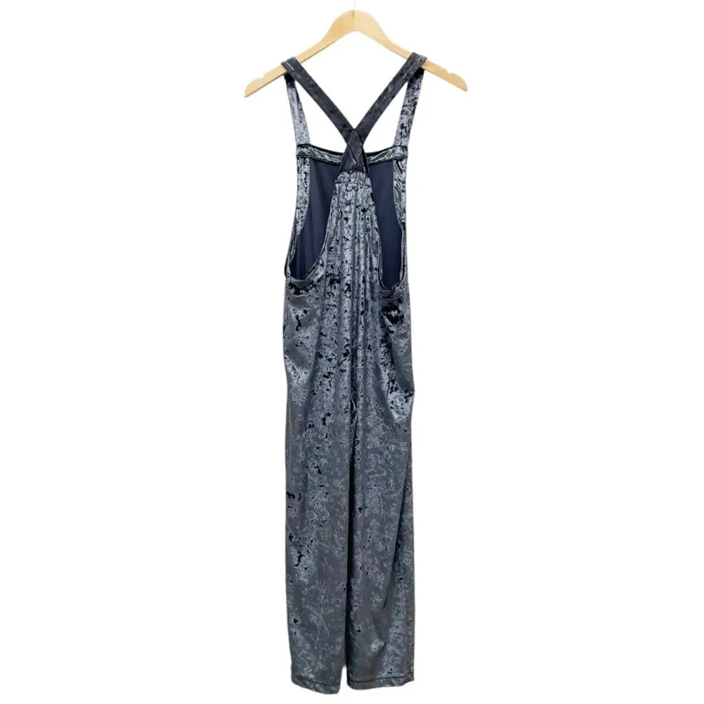 UO Urban Outfitters Crushed Velvet Slouchy Overalls Shale Blue Women’s Size XS - Image 4