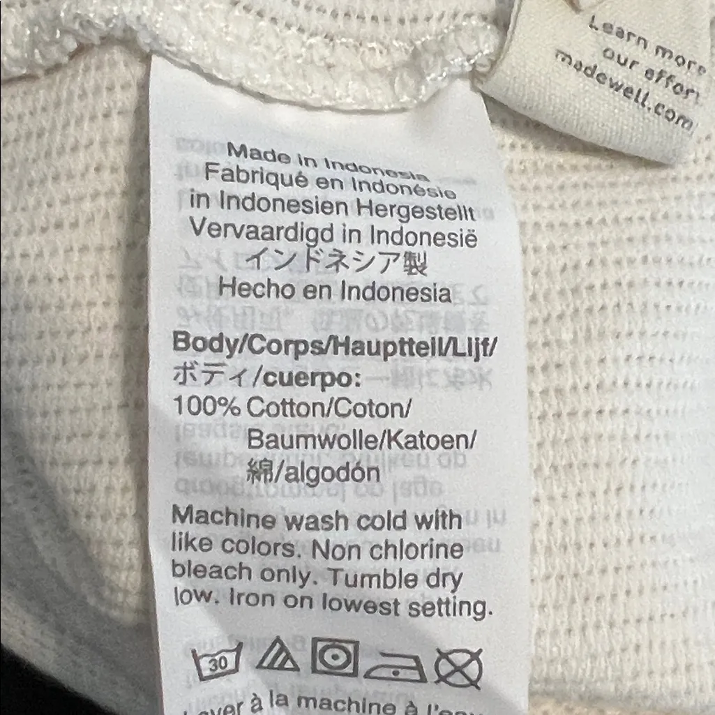 Madewell  Cotton Ottoman Jacquard V-Neck Boxy
Ribbed Crop Top in Bright Ivory XL - Image 6