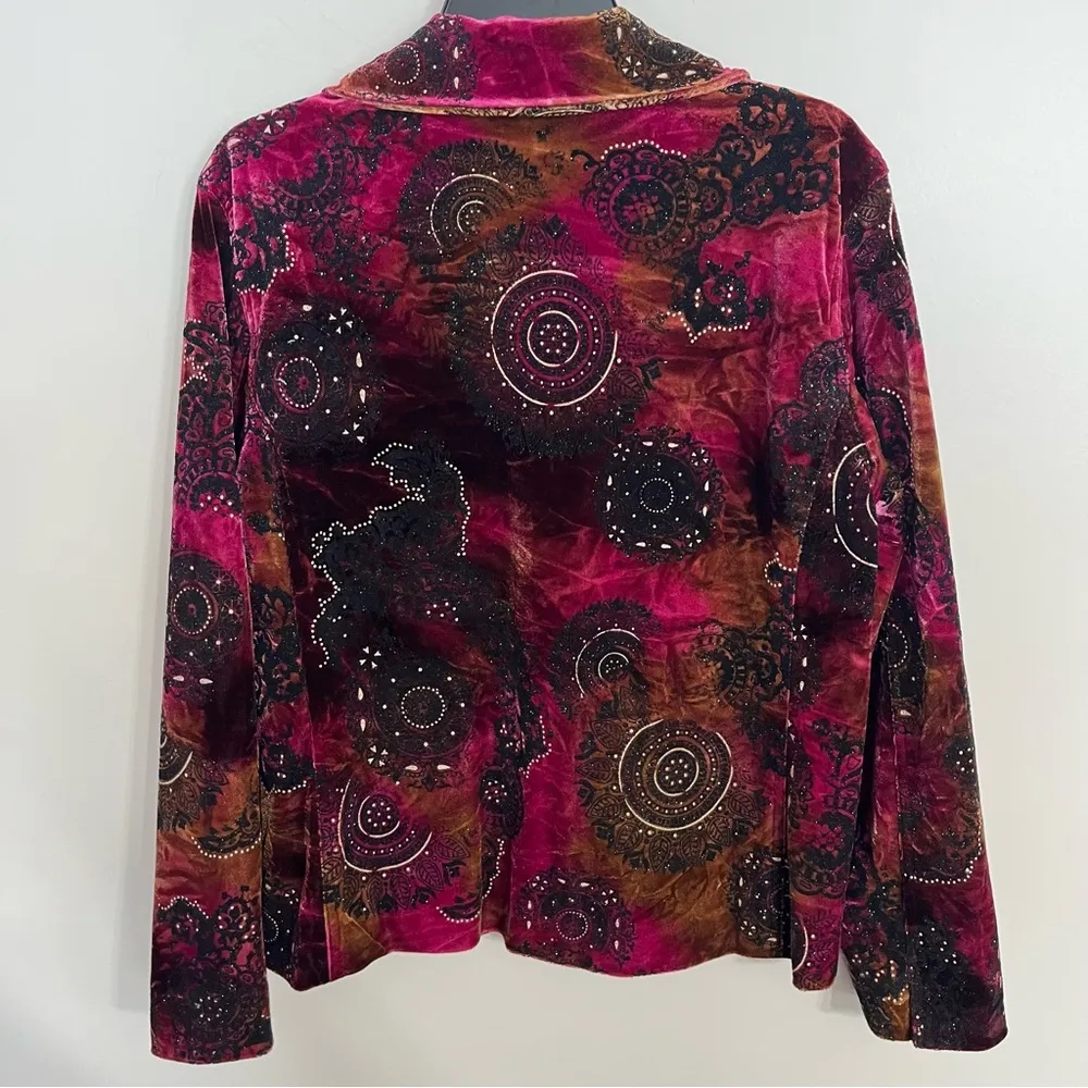 Women’s Chico’s‎ Velvet Jewels Lele Jacket Blazer Size 2 Retro Wearable Art - Image 8