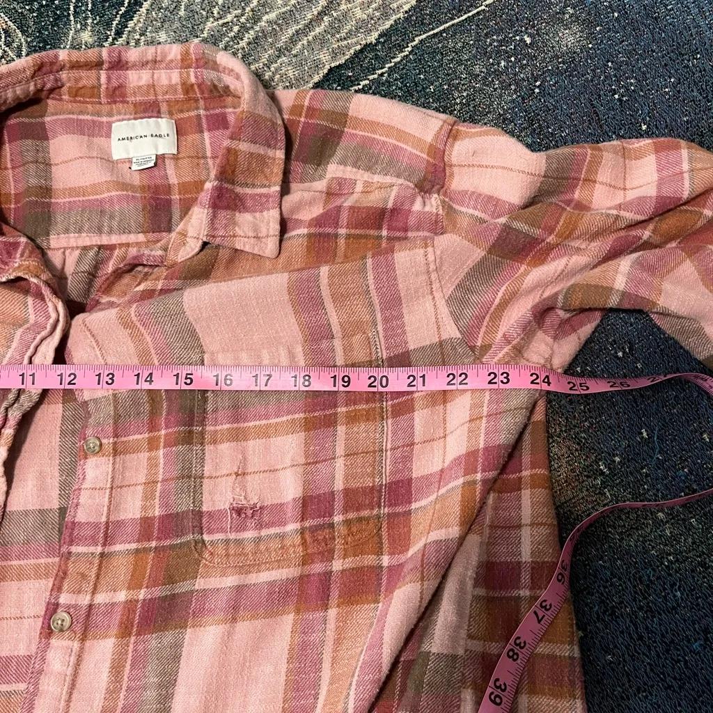 American Eagle XL Pink Red Plaid Button‑Up Shirt XL Cozy Fall Streetwear Top Y2K - Image 13