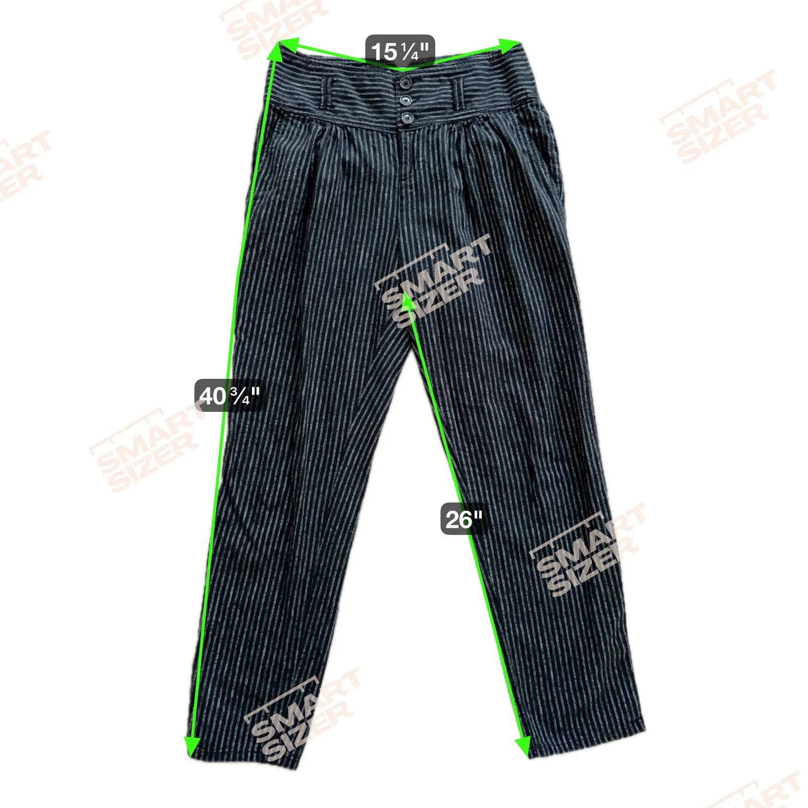 Sundance Amelia Trouser Pant Black White Pinstripe 4 Button Linen Cotton Blend - Image 8