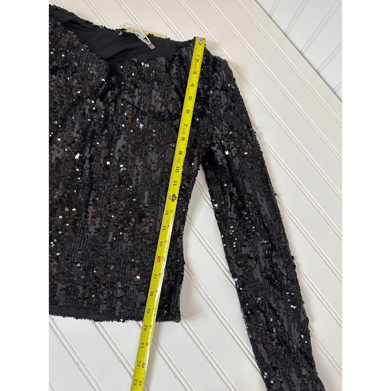 NWT Ramy Brooke Black Nicole Sequined Top Glam Elegant Sleek Party Womens Sz S - Image 4