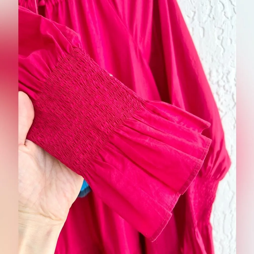 Figue Bella maxi cotton dress red size XS / S relaxed new with tags tassels - Image 6