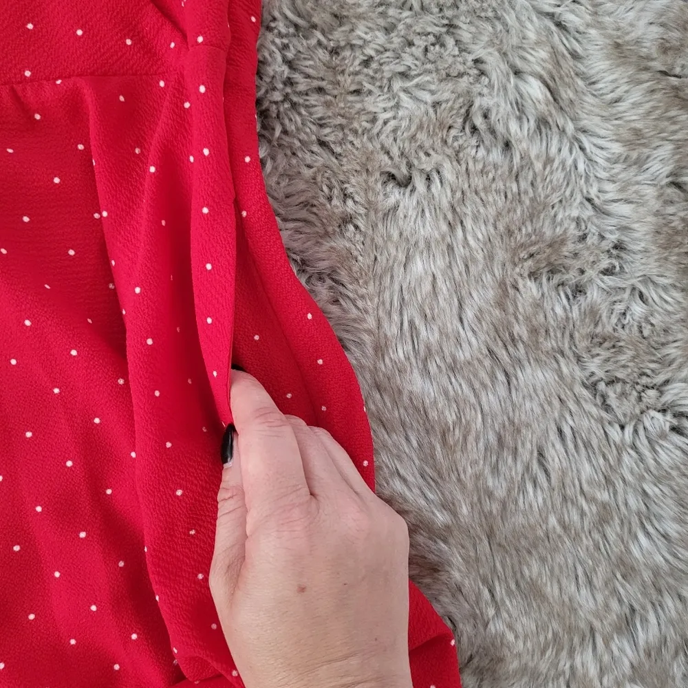 Arizona Jean Co Puff Shoulder Polka Dot Cocktail Dress Red Size Medium - Image 6