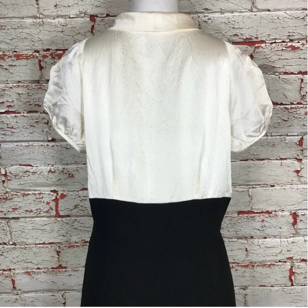 Suzi Chin for Maggy Boutique Dress 14 Short Sleeve Bow 100% Silk Career Casual - Image 6