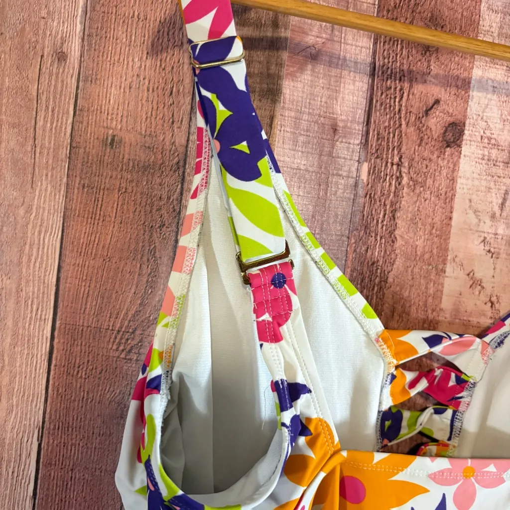 Terra & Sky White Floral One Piece Swimsuit Size 0X (14W)‎ - Image 4