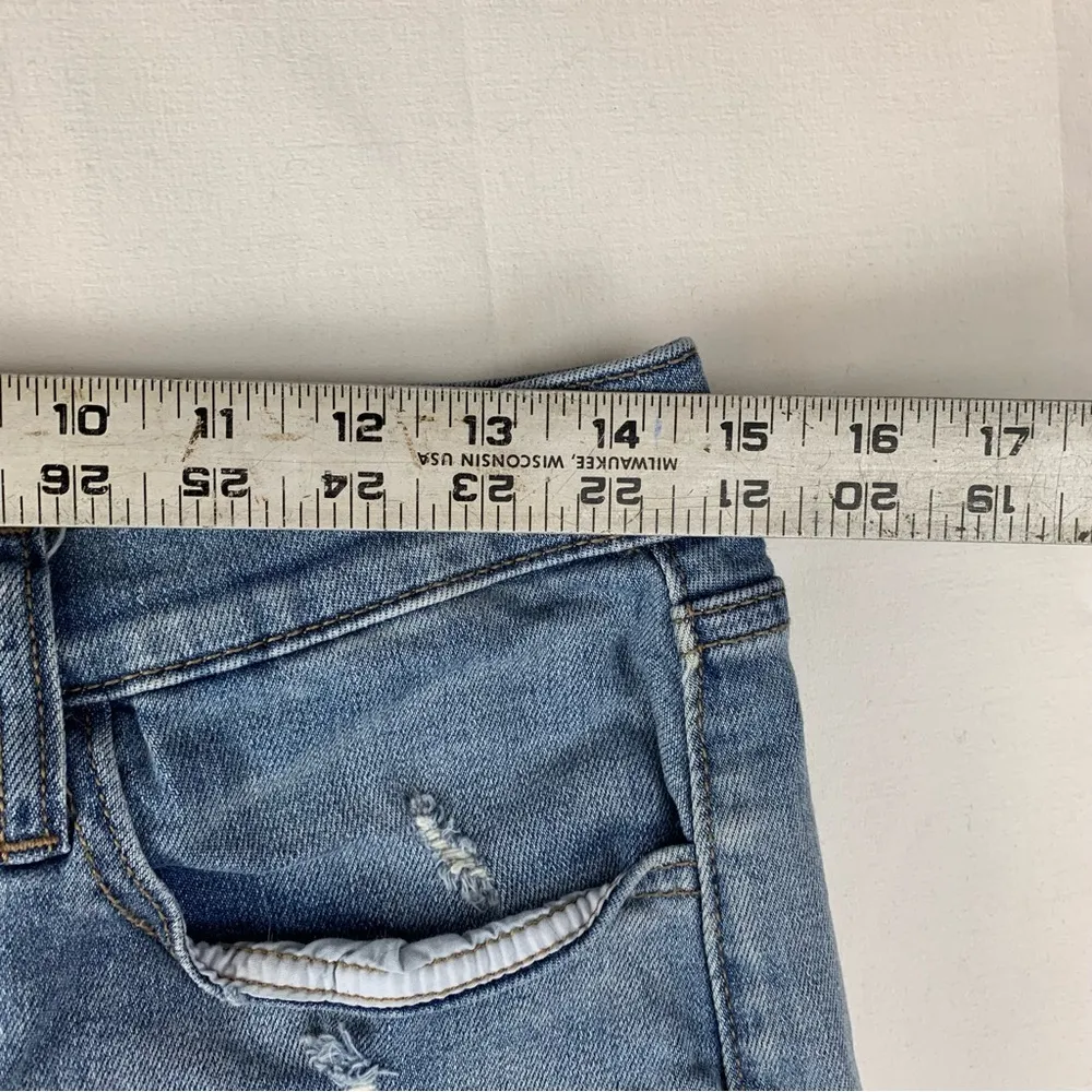 PINK Victoria's Secret size 12 / 29  super short Blue Distressed Jean Shorts den - Image 5