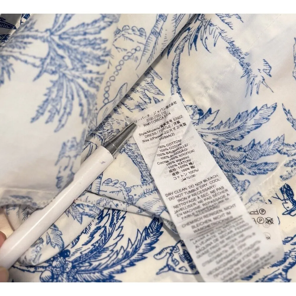 Tory Burch Dress Blue Far And Away Mini Joy De Toile Shirtdress Safari Size 2 - Image 4