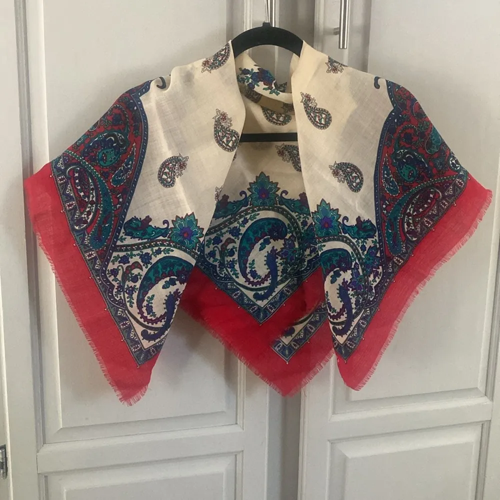 Vintage Japanese Georgiou 100 percent wool Scarf NWOT Red - Image 8