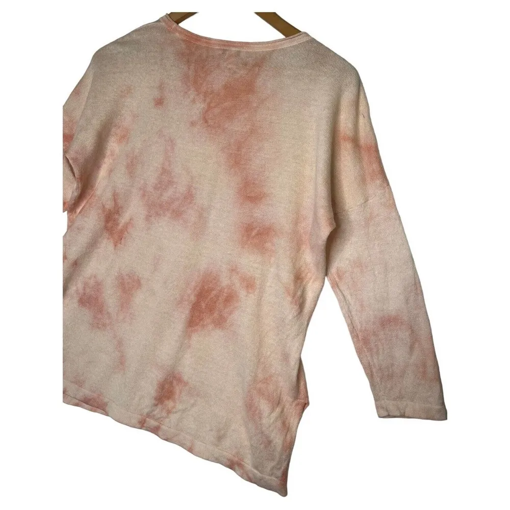 Pure Jill J Jill Sweater Womens Small Linen Tie Dye Round Neck Tunic Peach - Image 7