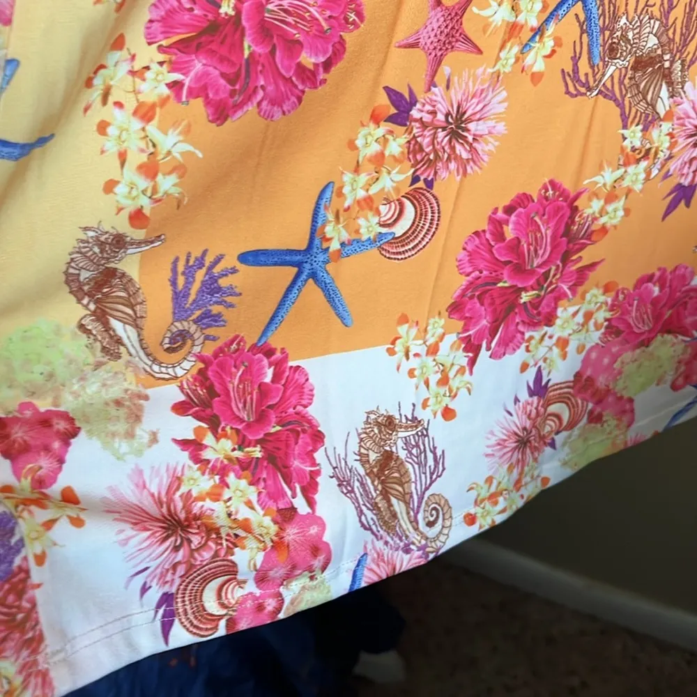 HALE BOB Yetty Jersey Dress Orange and Pink Starfish Floral dress size small - Image 15