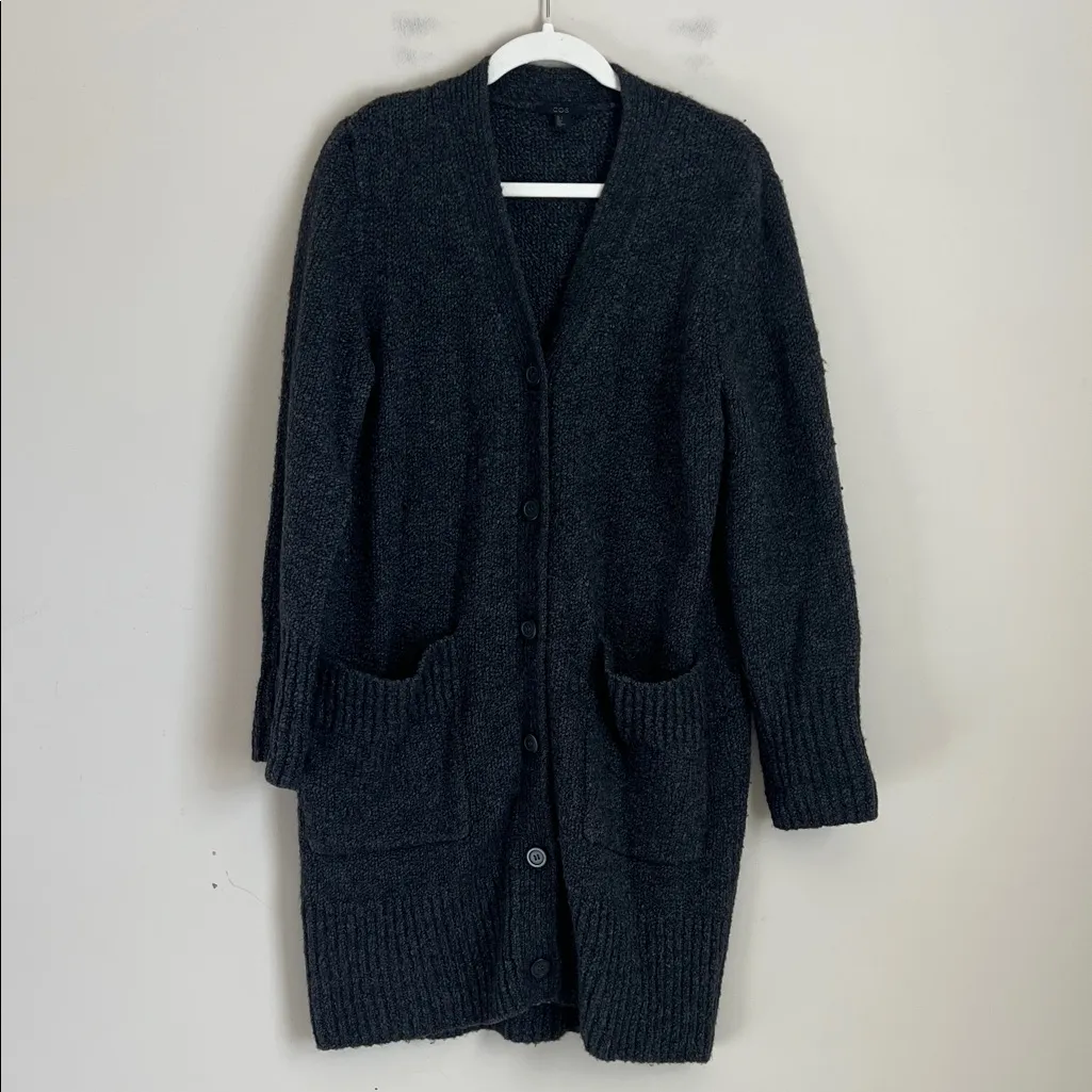 COS Longline Cardigan Sweater with Pockets Chunky Knit Wool Blend Sz Small - Image 2