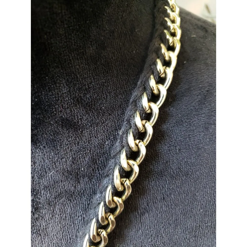 Women's Gold Chain Crystal Pendant Necklace Lobster Clasp Black Cord Accent - Image 4