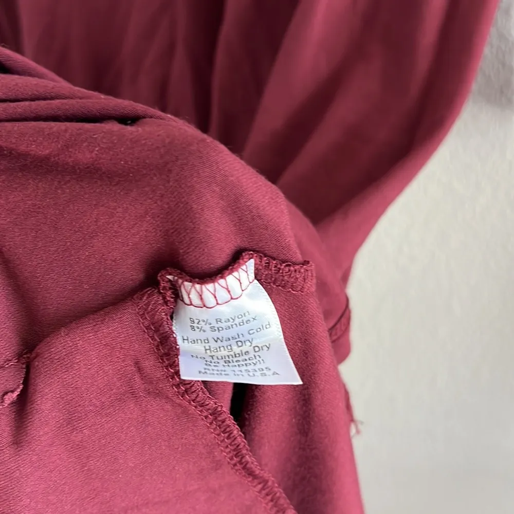 Fighting Eel Stretchy Maroon 3/4 Sleeve Dress Swing Shift Made in Paradise XS - Image 5