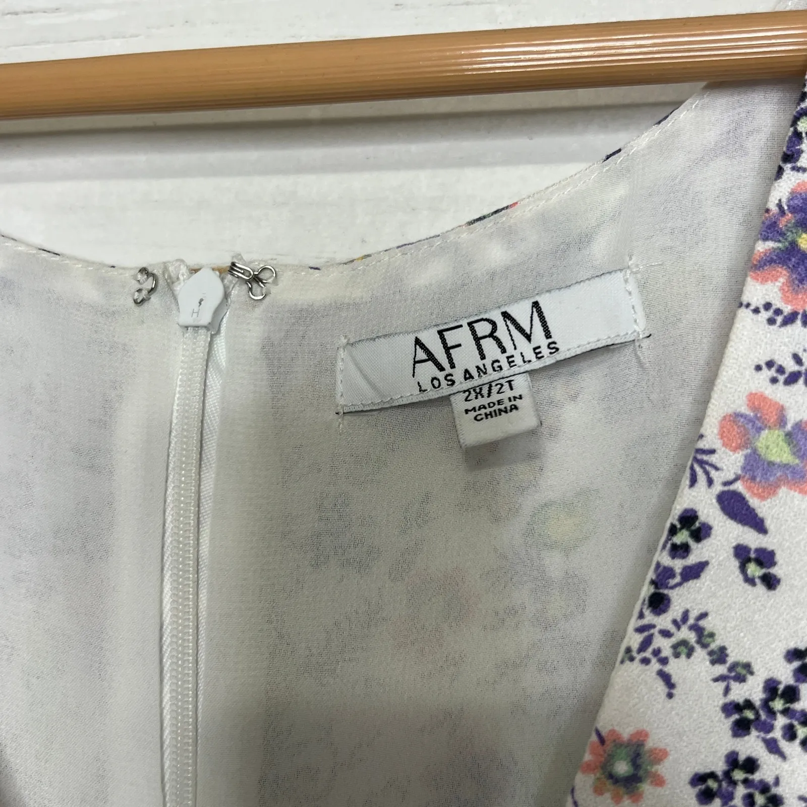 AFRM Revolve Sean Floral Long Sleeve Cutout Mini Dress Plus Size 2XL White - Image 5