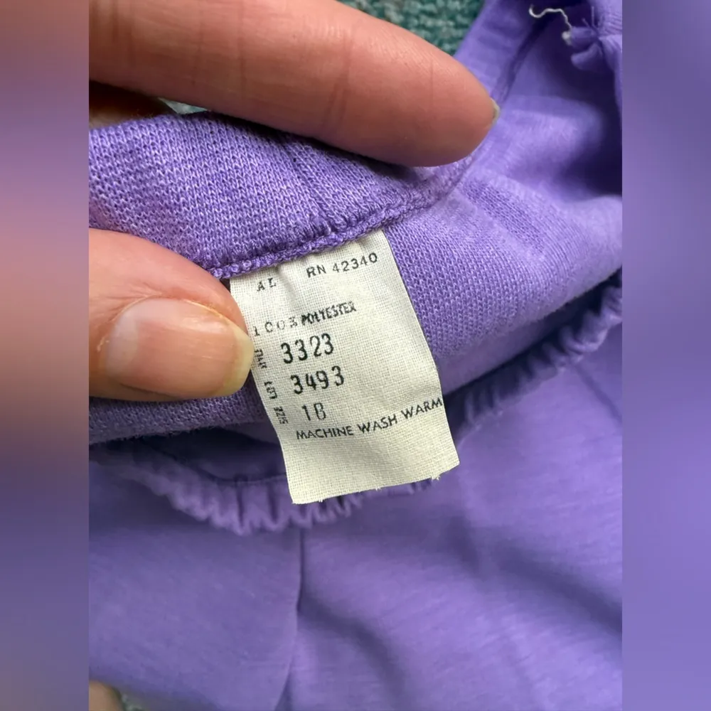 Vintage NOS Chapter Two Wamsutta fabric purple plaid tunic pants set, size XL - Image 14