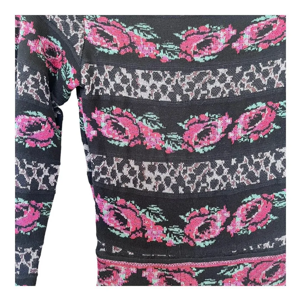 Anthropologie Cecilia Prado Emi Midi Floral Sweater Dress XS Black - Image 10