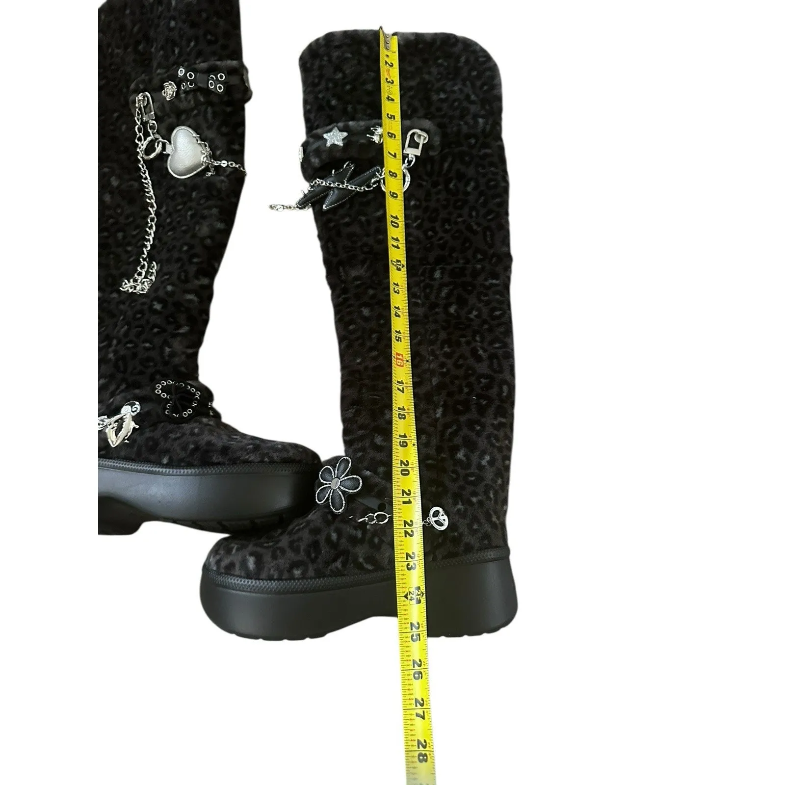 T-Pain x Crocs Wmns Classic Unfurgettable Knee High Boot Leopard size 10 New - Image 7