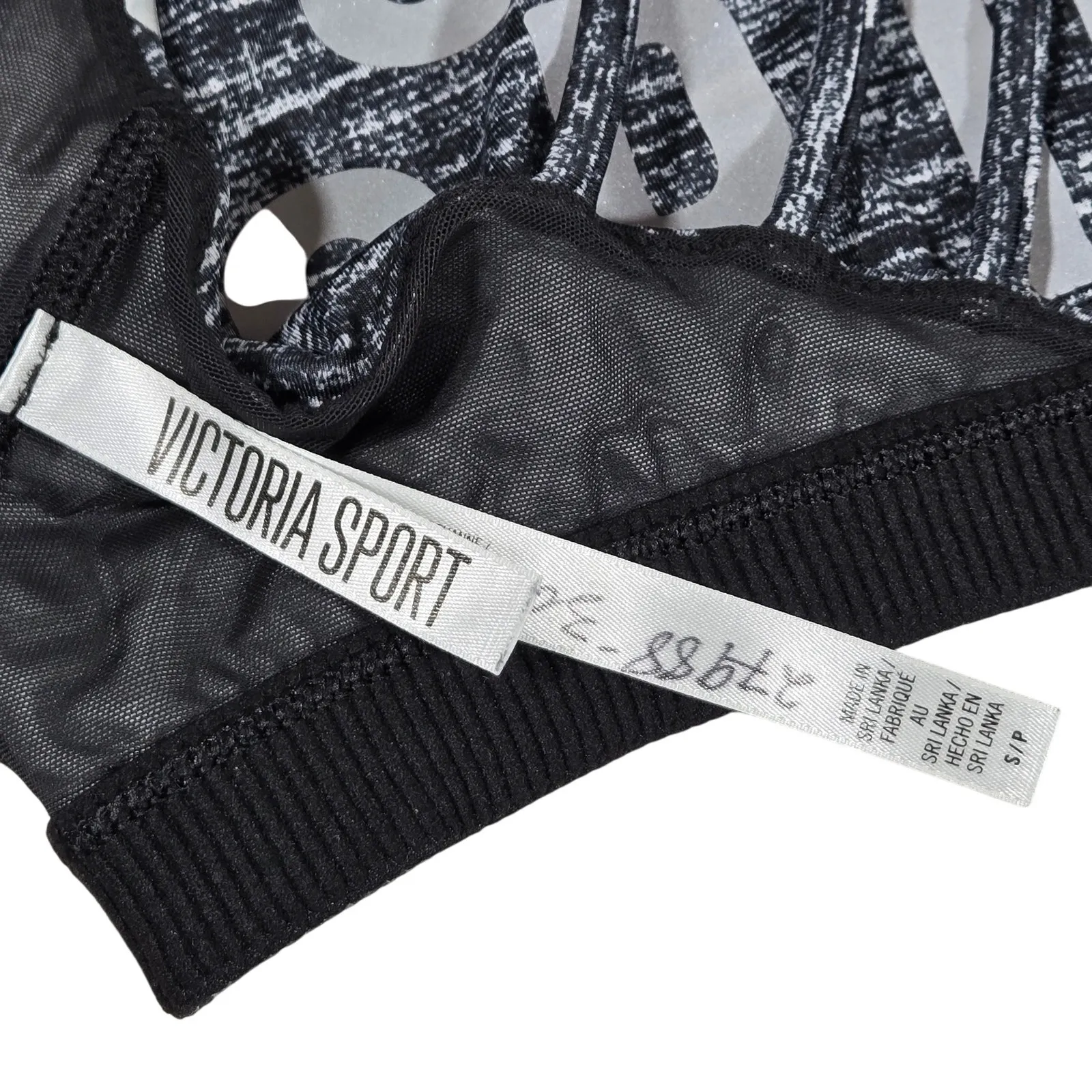 Victoria Sport‎ Sports Bra Black White Heathered Crisscross Straps Size S P - Image 7