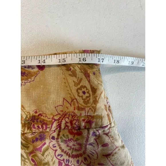 SK1 Vintage Lauren Ralph Lauren 100% Linen Paisley Skirt Size‎ 10 Medium - Image 5
