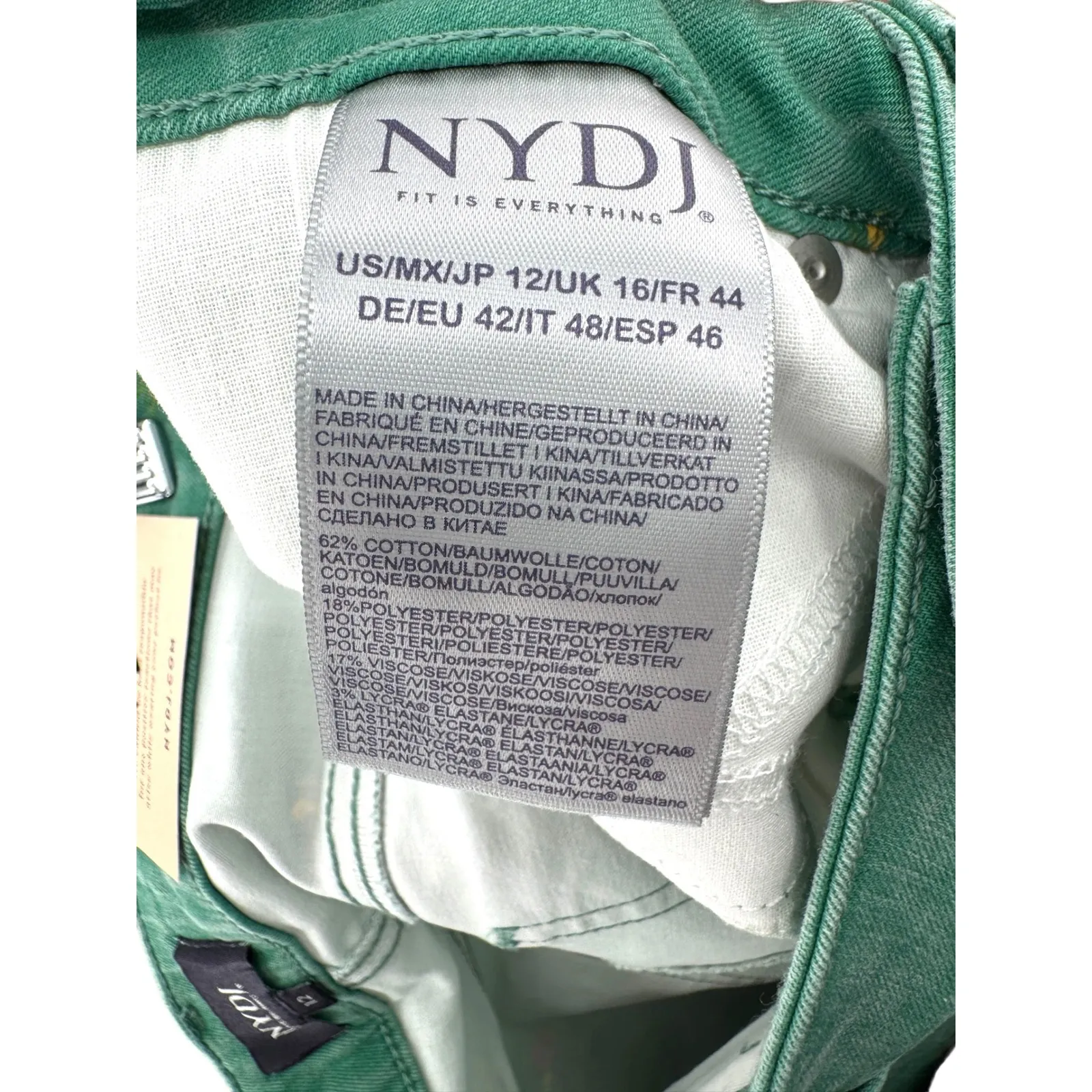 NYDJ Ami Skinny‎ Jeans 12 Green Floral Print Lift Tuck Stretch Denim Pants NWT - Image 8